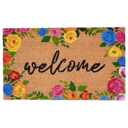 Welcome Floral Border Doormat