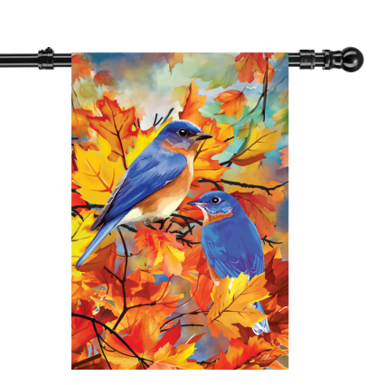 Bluebirds Among The Leaves House Flag