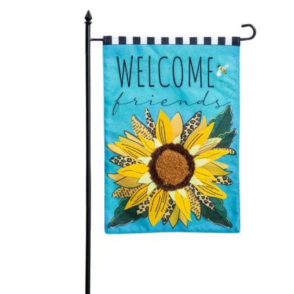 Welcome Friends Leopard Sunflower Garden Flag