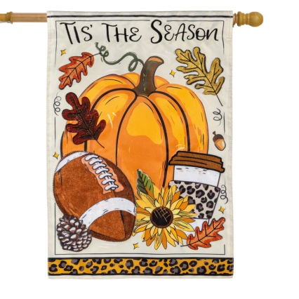 Tis' The Season Fall Applique House Flag