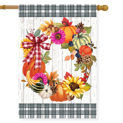 Wreath Of Gourds Applique House Flag