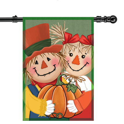 Couple of Scarecrows Applique House Flag
