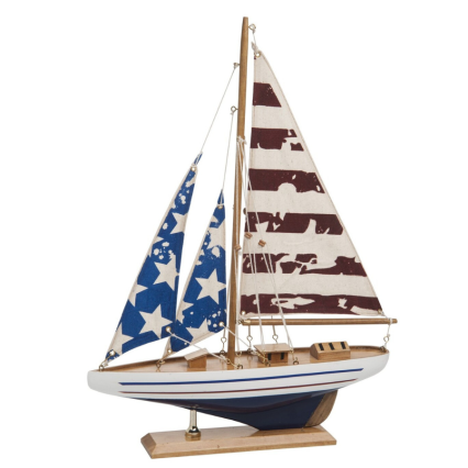 15" Patriotic Wood Sailboat