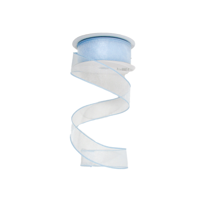 1.5" x 25yd Light Blue Wired Edge Sheer Ribbon