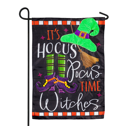 Hocus Pocus Witch Applique Garden Flag