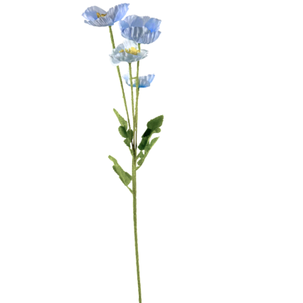 23.5" Flowering Mini Poppy Spray - Light Blue