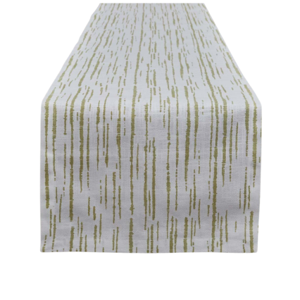 Green & White Table Runner- Cara Stripe