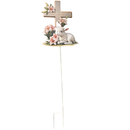 47" Easter Lamb Metal Yard Stake