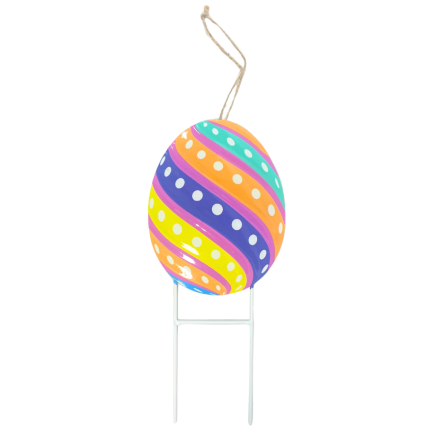 17" Easter Egg Metal Yard Stake - Playful Swirl
