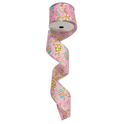 2.5" x 10yd Easter Egg Glitter Ribbon - Pink