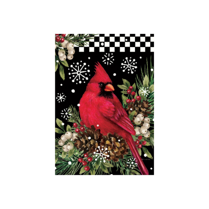 Cardinal Pine Cones Garden Flag