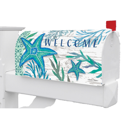 Teal Starfish Mailbox Cover