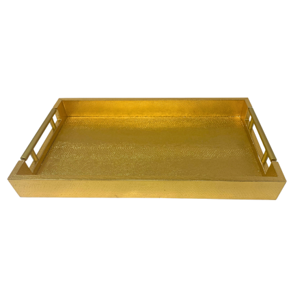 16" Golden Snakeskin Serving Tray w/ Handles