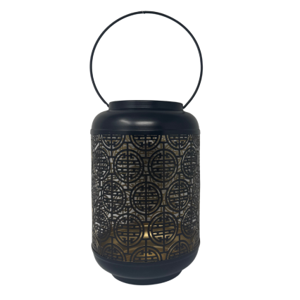 12" Black and Gold Designed Lantern