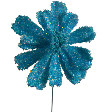 20" Frizzy Daisy Spray - Blue
