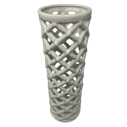 12" x 4" White Cut Out Vase