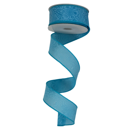 1.5" x 10yd Light Blue Embossed Ribbon