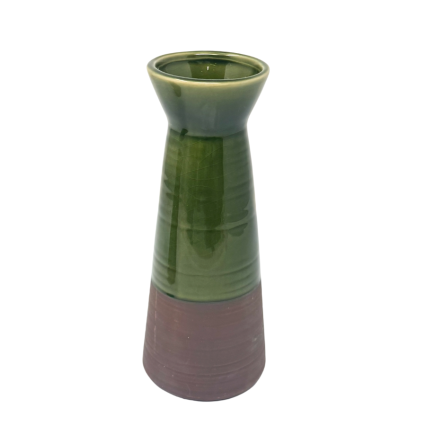 8" Two-toned Green & Brown Ceramic Vase