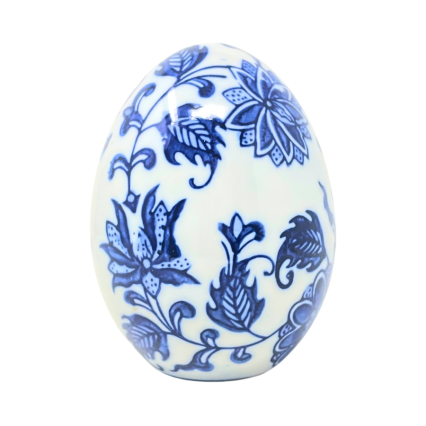 4.5" Blue & White Chinoiserie Egg