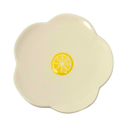 4" Ceramic Lemon Daisy Spoon Rest-White