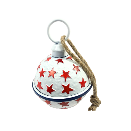6" Patriotic Bell - White w/ Red Stars