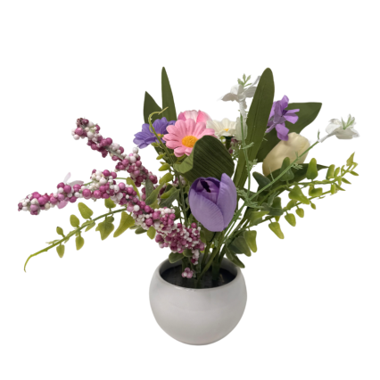 9" Pink & Purple Tulip Arrangement in Pot