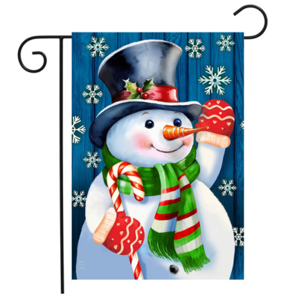 Candy Cane Snowman Garden Flag