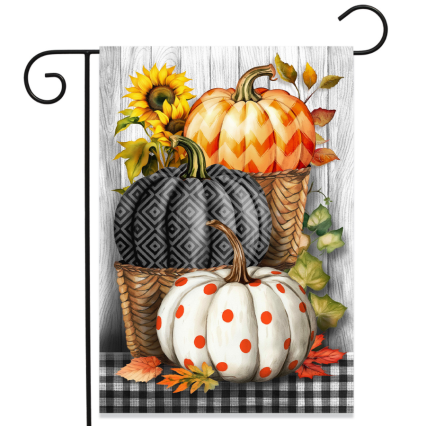 Pumpkin Basket Stack Garden Flag