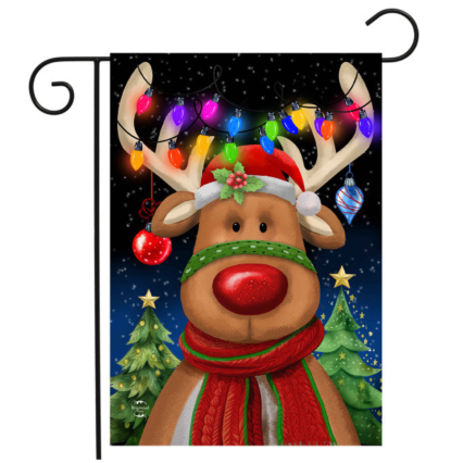 Festive Reindeer Garden Flag