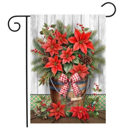 Poinsettia Pail Garden Flag