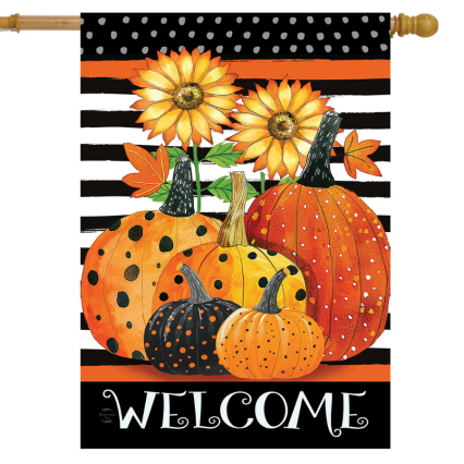 Pumpkin & Stripes House Flag