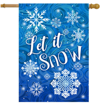 Let It Snow Snowflakes House Flag