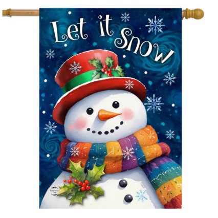 Friendly Winter Snowman House Flag
