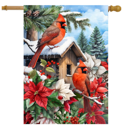 Cardinals & Poinsettias House Flag