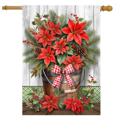 Poinsettia Pail House Flag