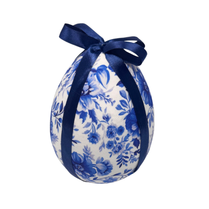 5.5" Blue & White Fabric Easter Egg