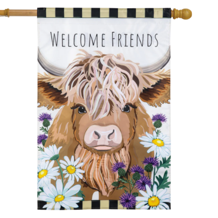 Highland Cow Welcome Friends House Flag