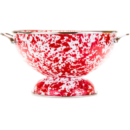 Golden Rabbit Enamelware 5qt Colander - Red Swirl