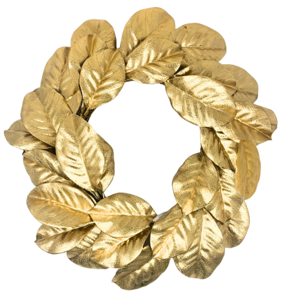 22" Golden Metallic Magnolia Leaf Wreath
