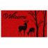 Welcome Deer on Red Doormat