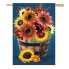 Barrel Of Blooms & Pumpkins Burlap House Flag