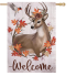 Autumn Deer Wreath Moire House Flag