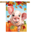 This Little Fall Piggy Suede House Flag