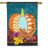 Pattern Pumpkin on Teal Applique House Flag