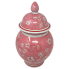 12" Pink & White Chinoiserie Ginger Jar w/ Pointed Knob Lid