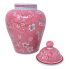 12.5" Pink & White Chinoiserie Ginger Jar w/ Round Knob