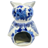 8" Blue & White Chinoiserie Porcelain Owl Votive Candle Holder
