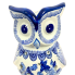 8" Blue & White Chinoiserie Porcelain Owl Votive Candle Holder