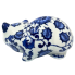 7" Blue & White Chinoiserie Porcelain Crouching Cat