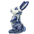 10" Blue & White Chinoiserie Porcelain Bunny
